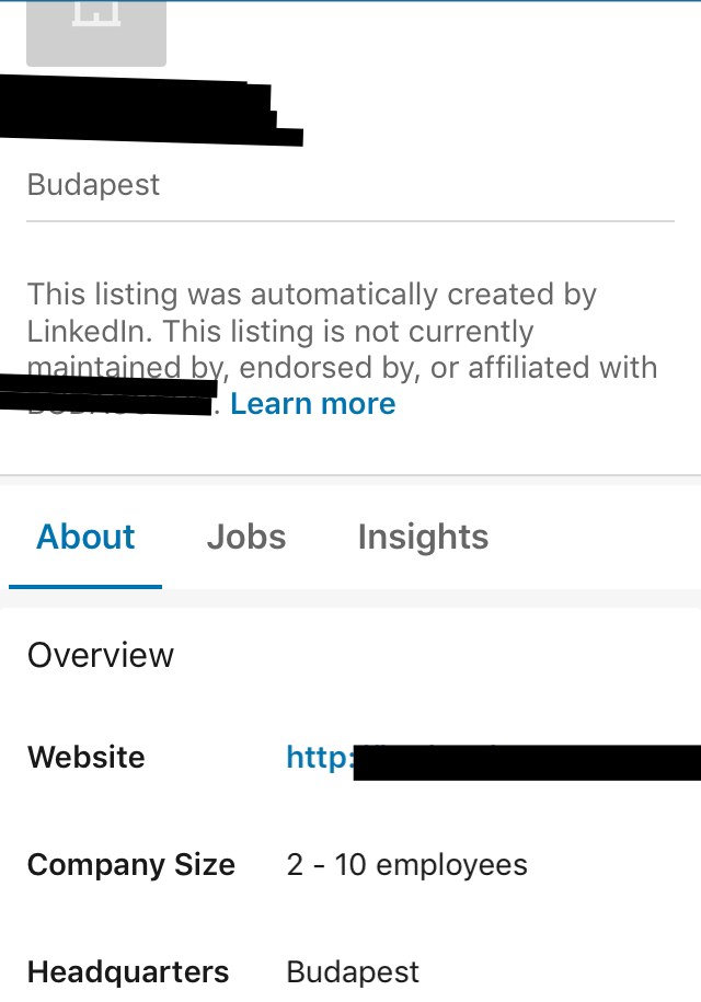Linkedin Listings page